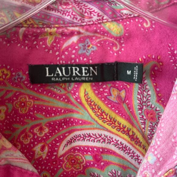 Lauren Ralph Lauren Paisley Pajama Set Womens Medium Pink Colorful 2-Piece PJs - Picture 5 of 10